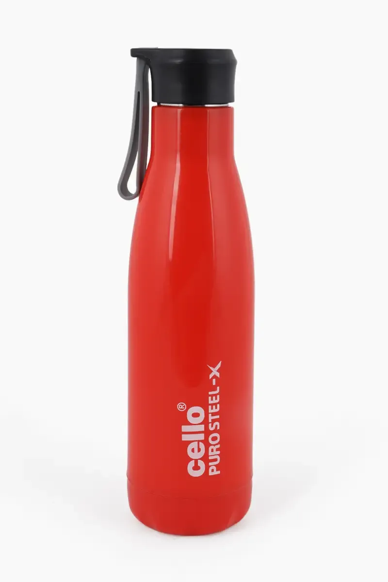 Cello Plastic & Stainless Steel Puro Steel-X Rover 900 Insulated Water Bottle - 480ml 022260RED480ML