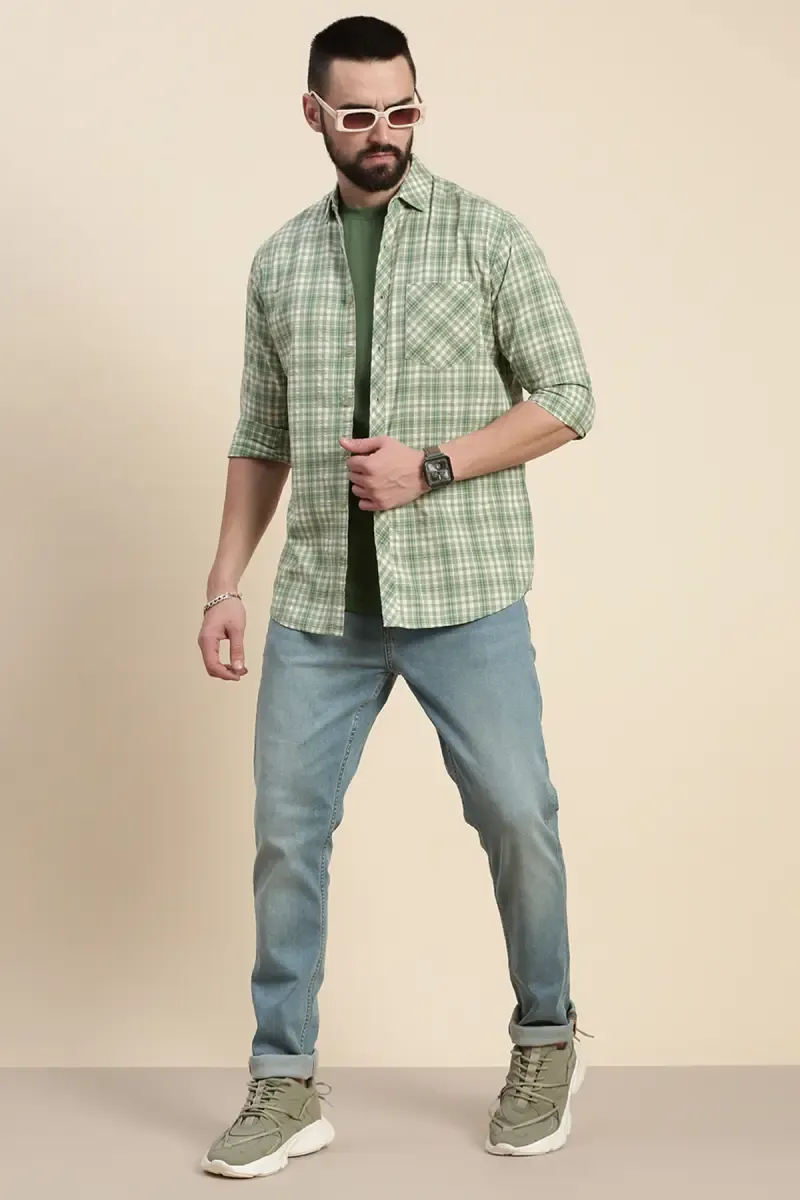 Men's Cotton Tartan Checkered Shirt