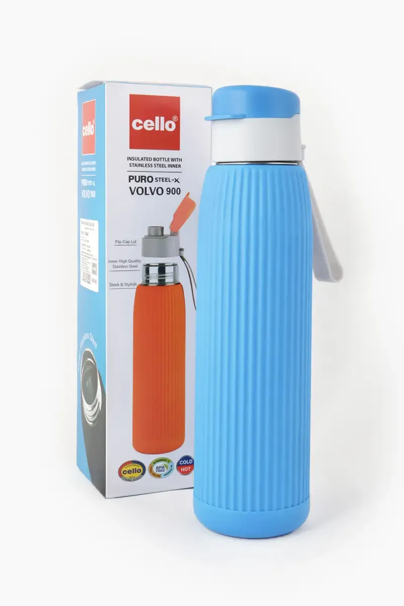 Cello Plastic & Stainless Steel Puro Steel-X Volvo 900 Water Bottle - 740ml