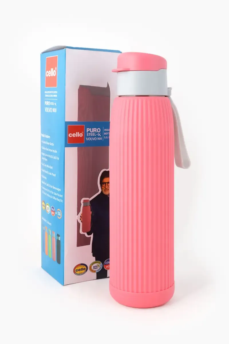 Cello Plastic & Stainless Steel Puro Steel-X Volvo 900 Water Bottle - 740ml 022303PIN740ML