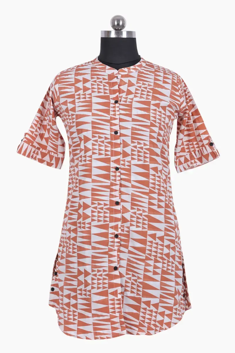 Crepe Geometric Print Kurti for Women 022403XXLBRO