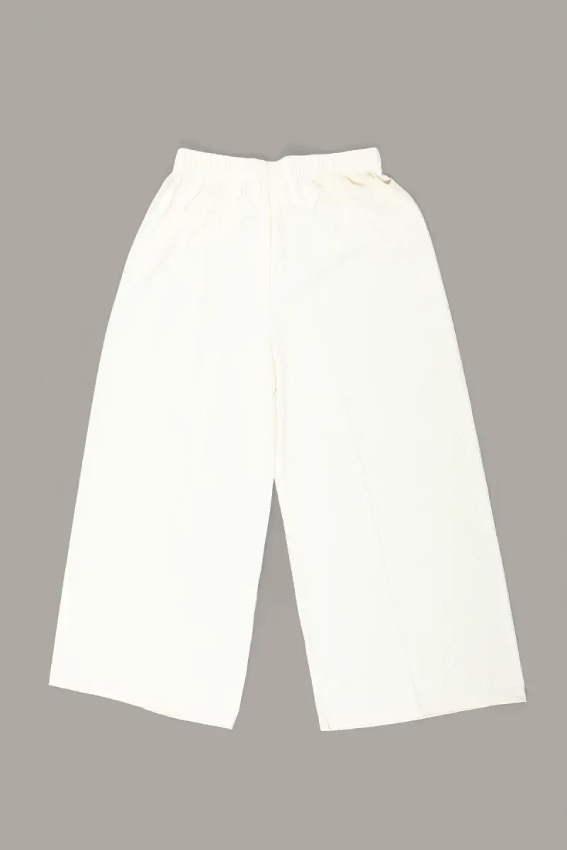 Polyester Solid Palazzos for Women 022427CREM