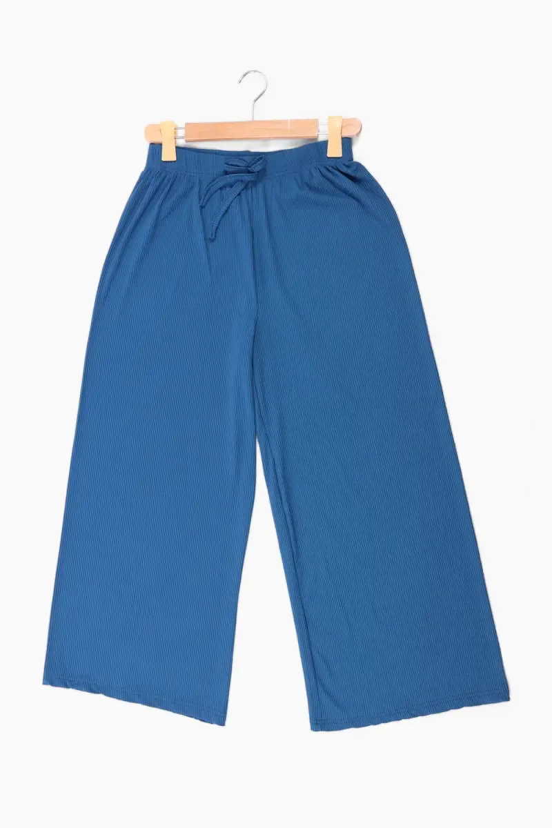 Polyester Solid Palazzos for Women 022427TEAL