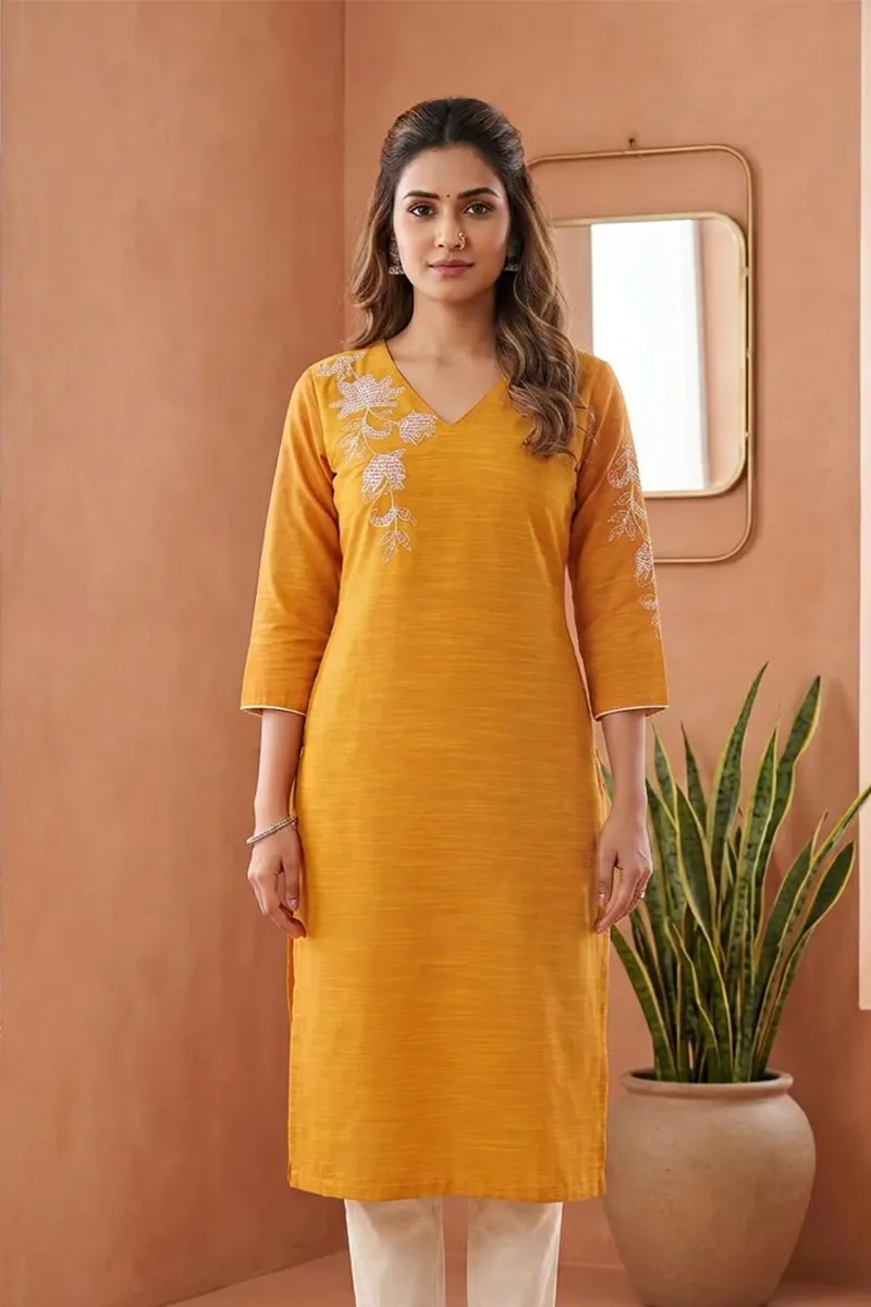 Cotton Flex Embroidered Kurti for Women 022557XXLMUS