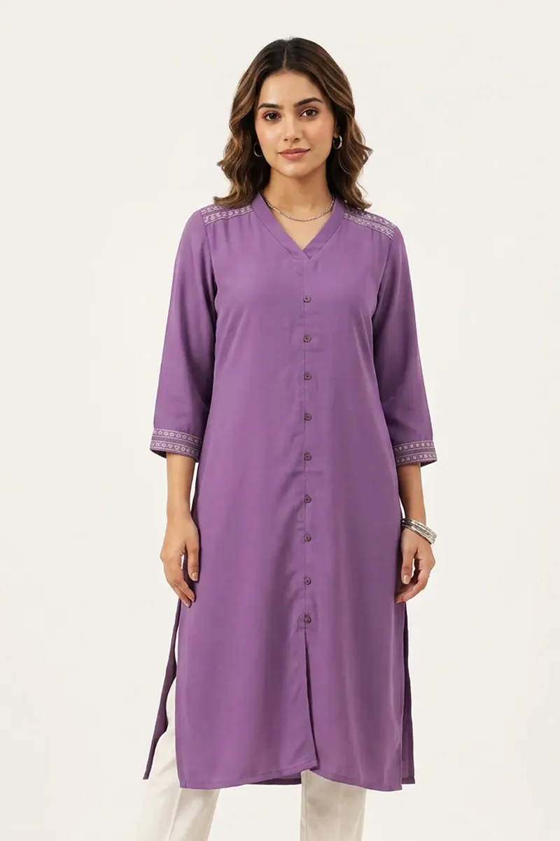 Rayon Solid Kurta for Women 022558XXLLAV
