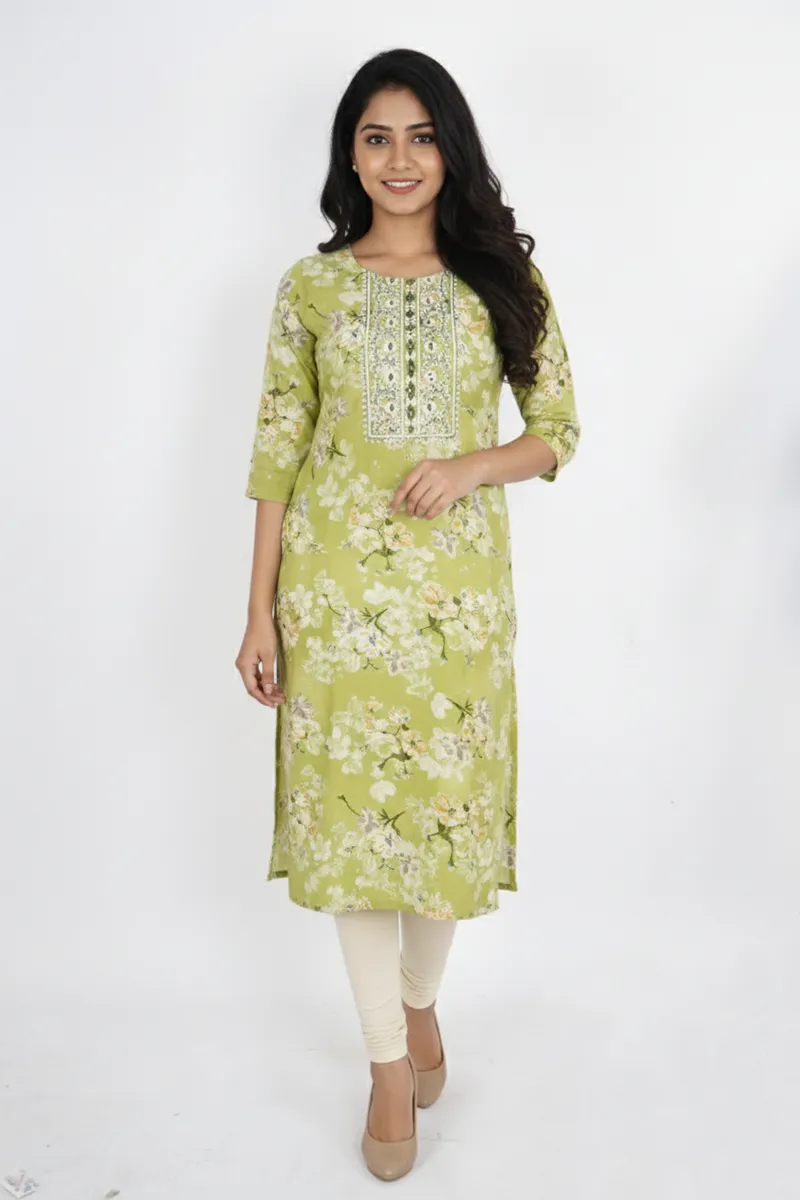 Rayon Embroidered Kurta for Women
