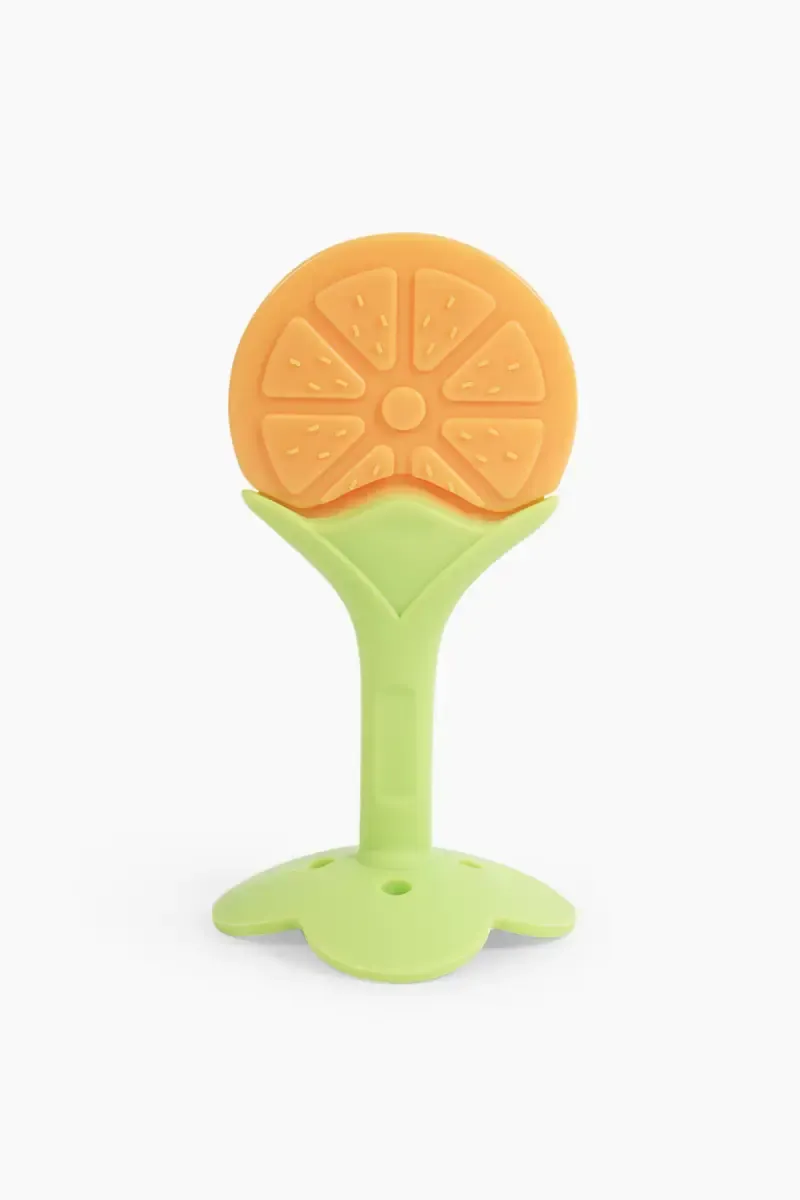 Silicone Fruit Shape Teether For Toddlers (Light Orange) 