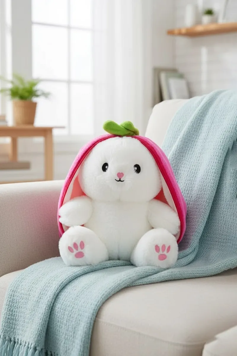 Reversible Bunny Plush Toy With Zipper Closure-30 Cm