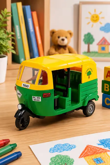 CNG Auto Rickshaw Pull Back Toy (Green)