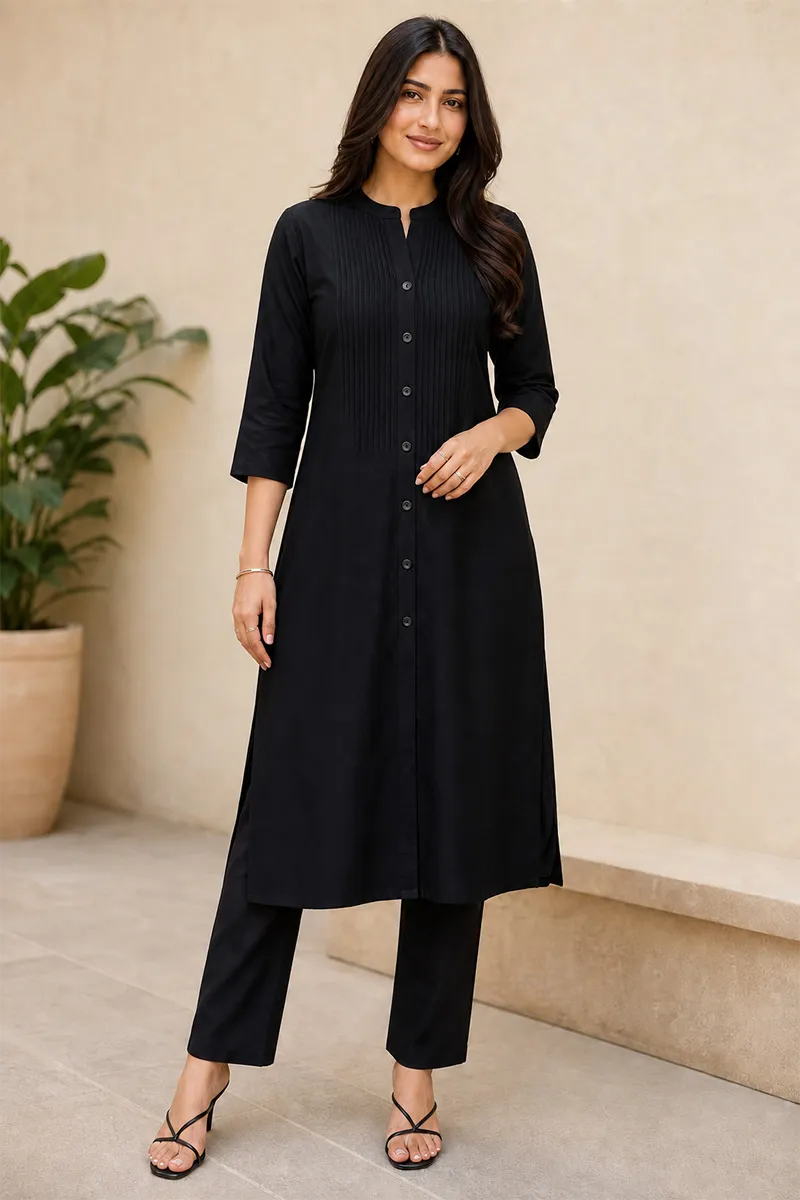 Cotton Solid Straight Cut Kurta for Women