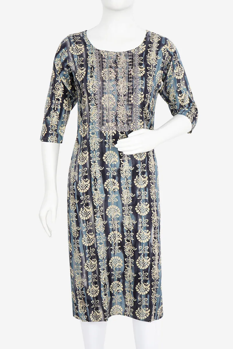 Cotton Embroidered Kurta for Women 022720XLBLU - Blue kurti - XL kurti