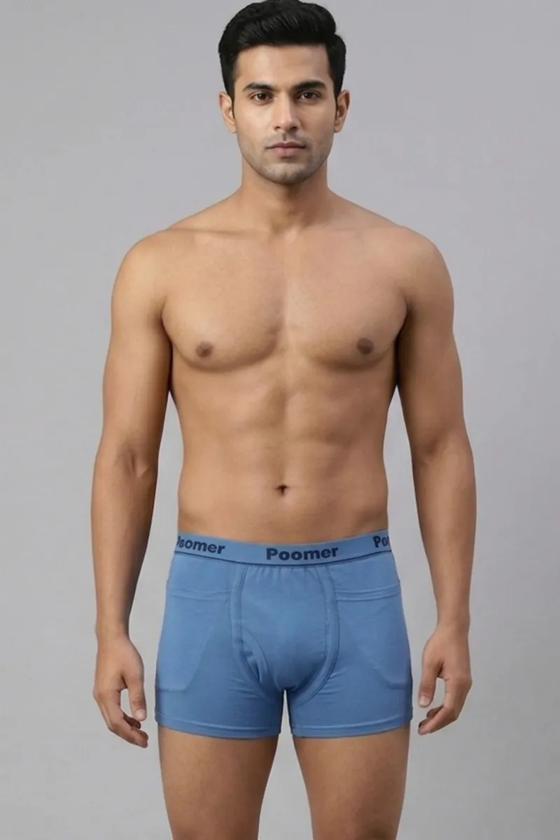 Men's Cotton Solid Trunks 022792BLU95