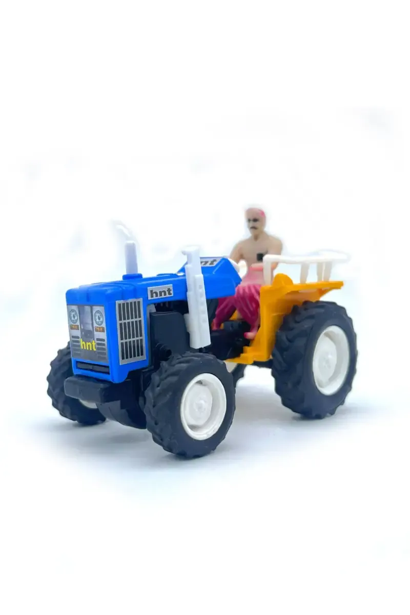 Tractor with Trolley  Pull Back Toy - Blue 022827BLU