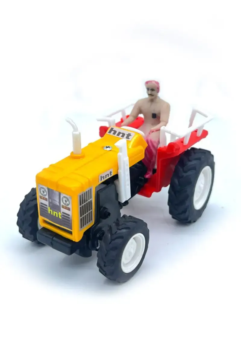 Tractor with Trolley  Pull Back Toy - Yellow 022827YEL