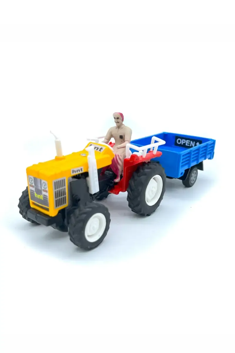 Tractor with Trolley Pull Back Toy (Blue) 022830BLU