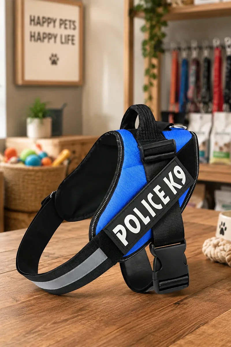 Petshop7 Police K9 Dog Harness (Small)- Blue  022937BLUSMA