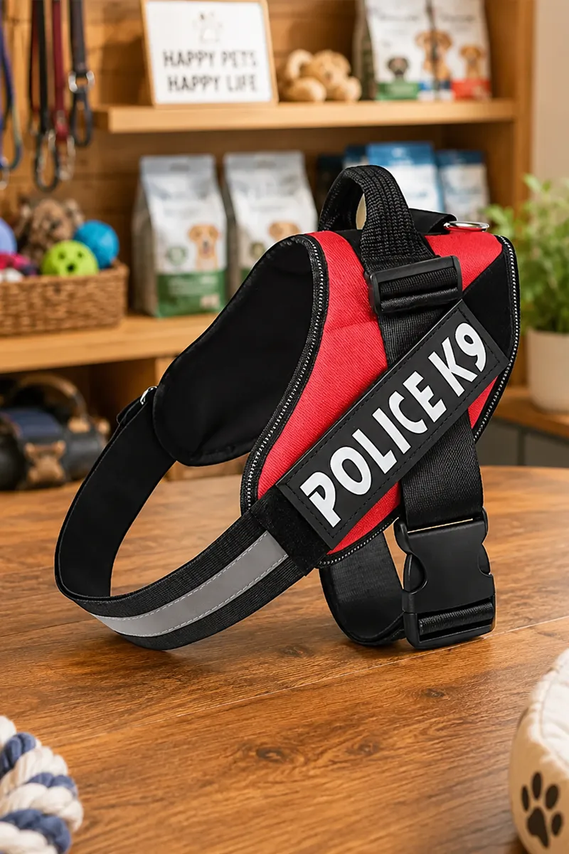 Petshop7 Police K9 Dog Harness (X-Large) - Red 022937REDXLA