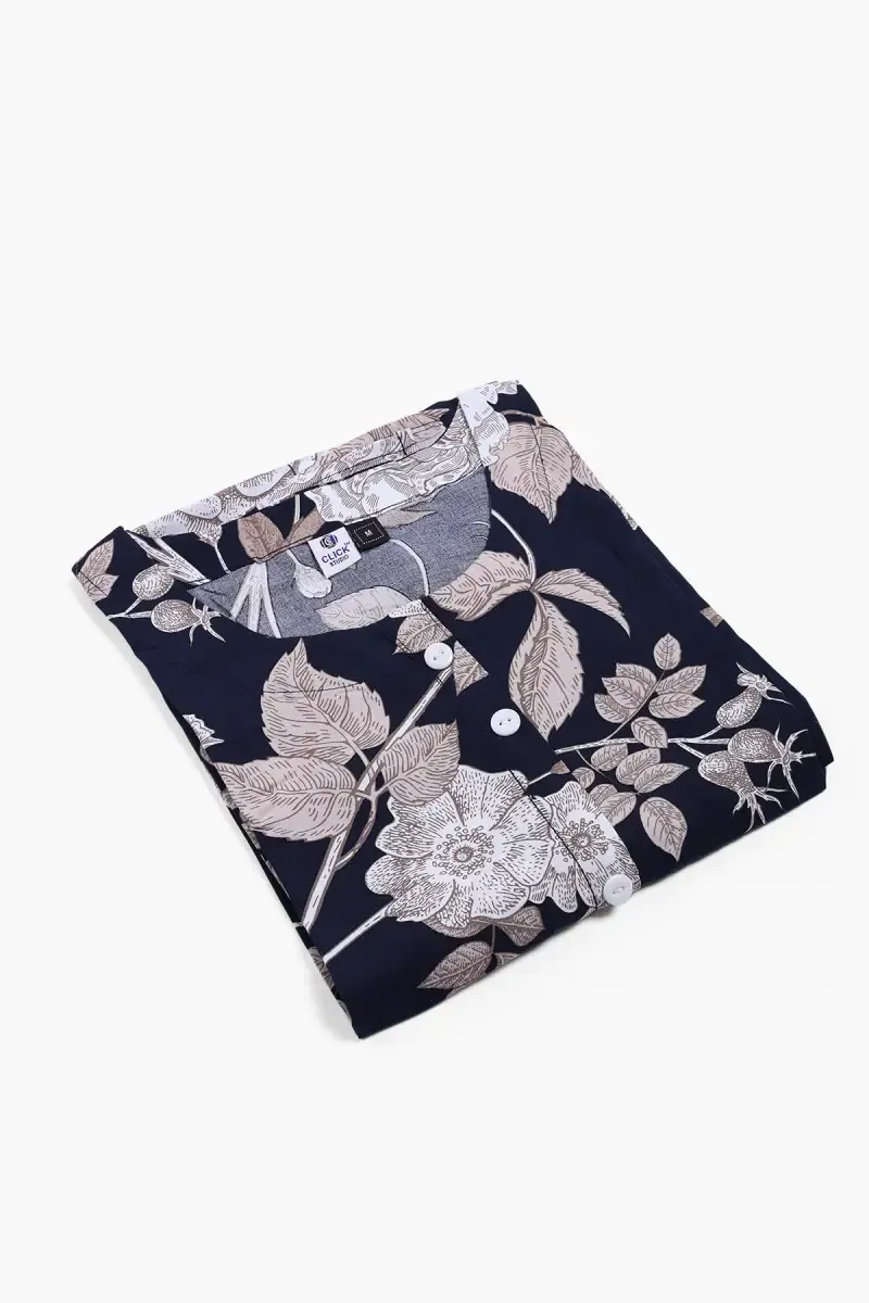 Rayon Printed Straight Cut Kurta for Women 022976MNAVBLU