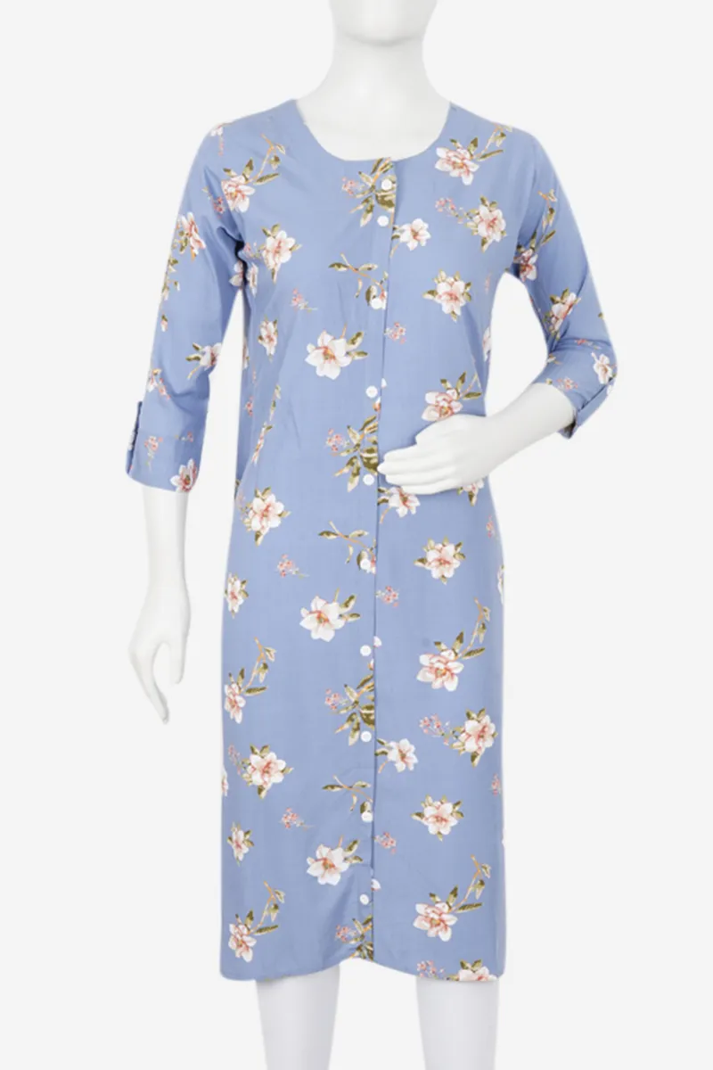 Rayon Printed Straight Cut Kurta for Women 022978XXLBLU - Blue kurti - XXL kurti