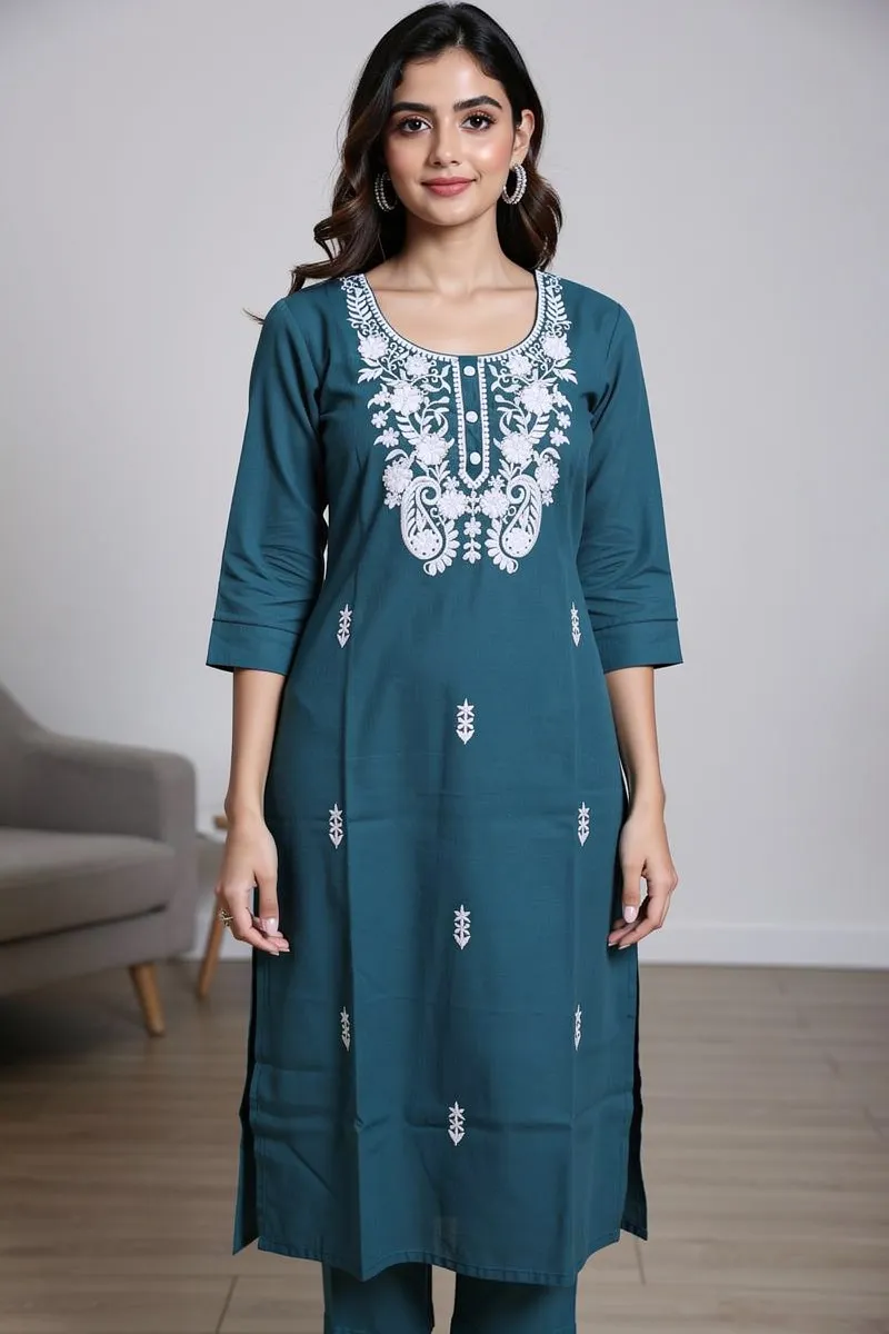 Cotton Embroidered Kurta for Women 022998XXLTEA