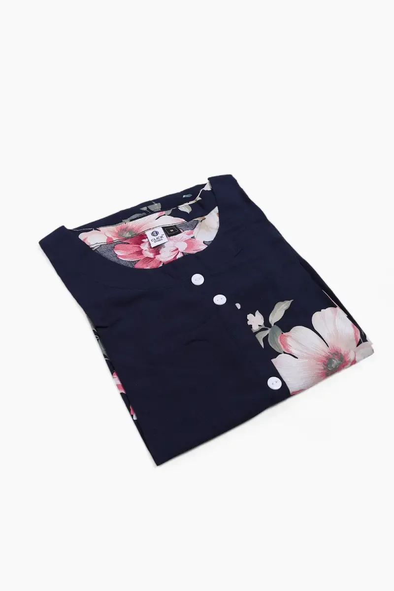 Rayon Printed Kurta for Women 023086XXLNAVBLU