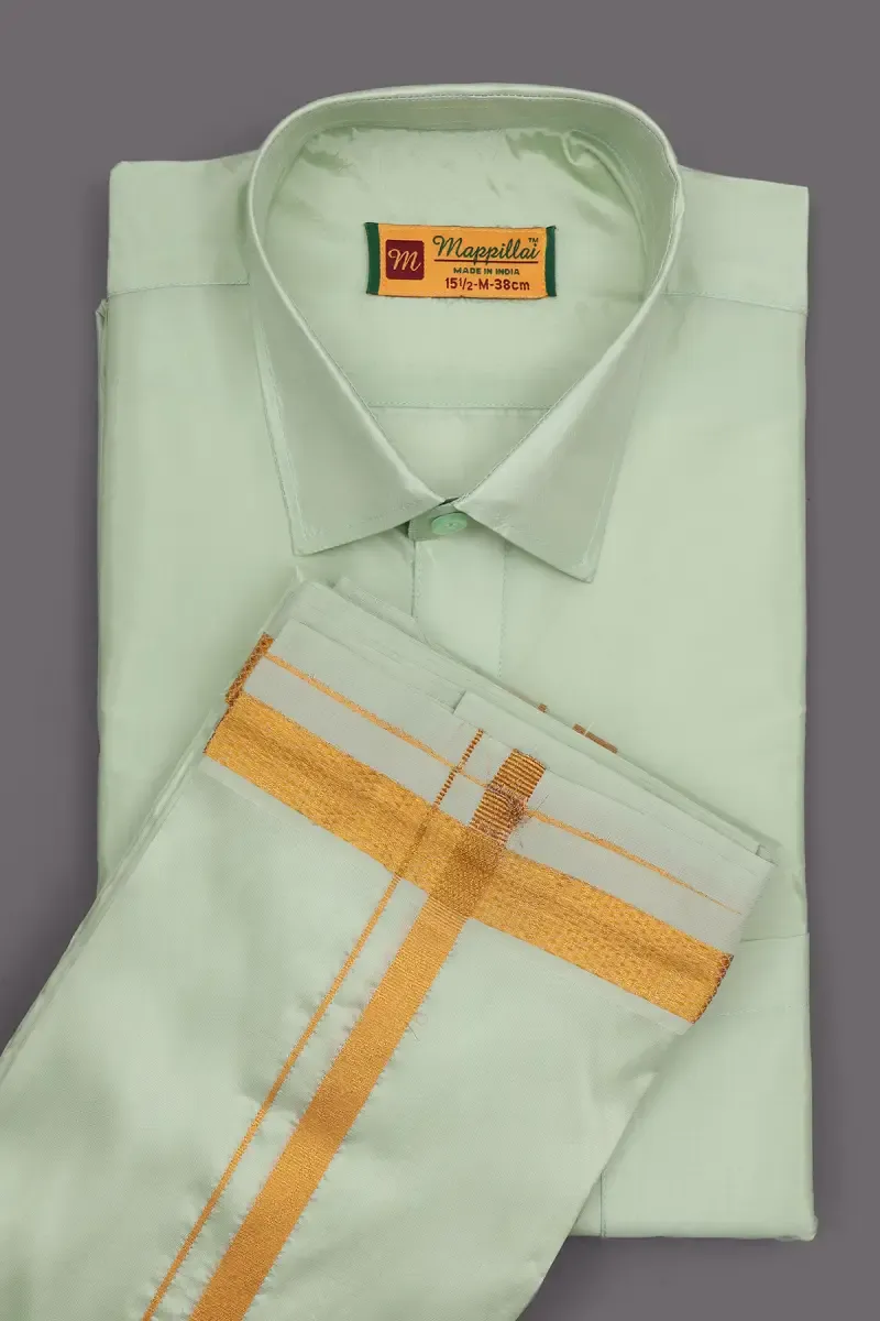 Men's Art Silk Shirt with Dhoti Set (2-Pcs Set)