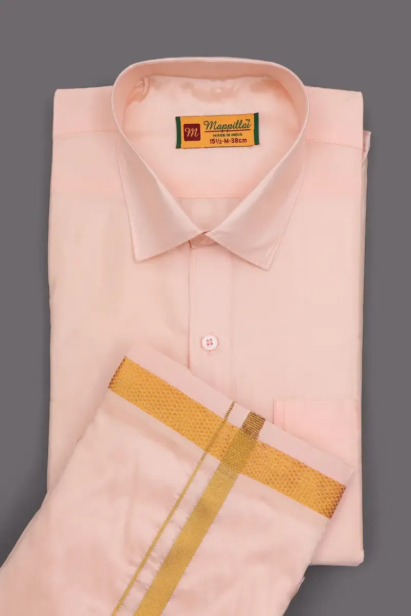 Men's Art Silk Shirt with Dhoti Set (2-Pcs Set) 023151COR46