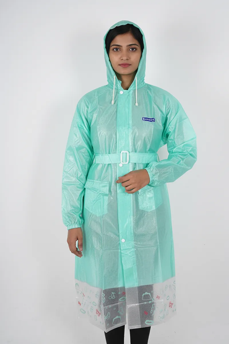 PVC Waterproof Rain Jackets for Women 023183GREXXL