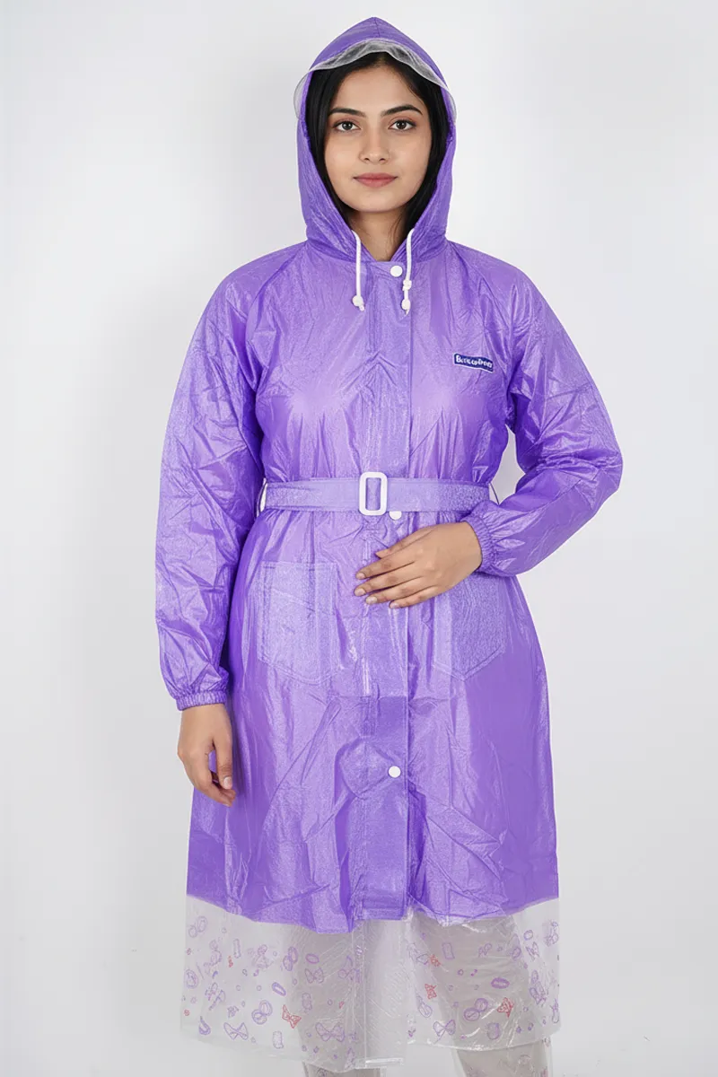 PVC Waterproof Rain Jackets for Women 023183PURXL