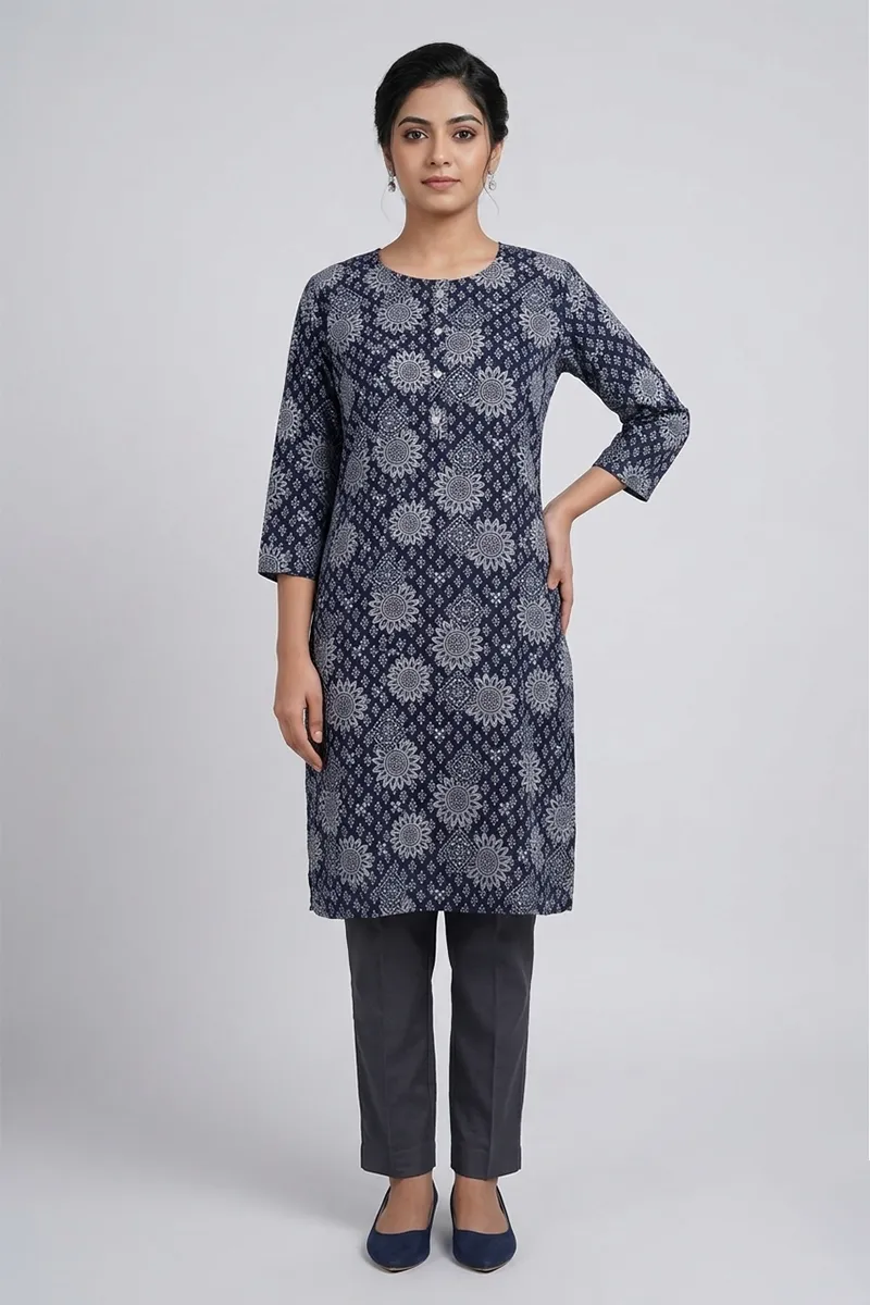 Cotton Floral Print Kurti for Women