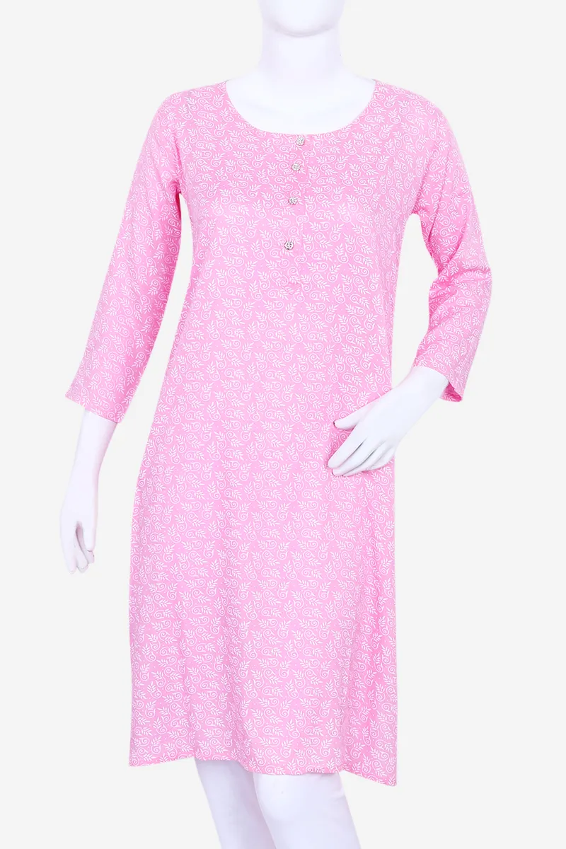 Cotton Printed Kurta for Women 023205XXLPIN - Pink kurti - XXL kurti