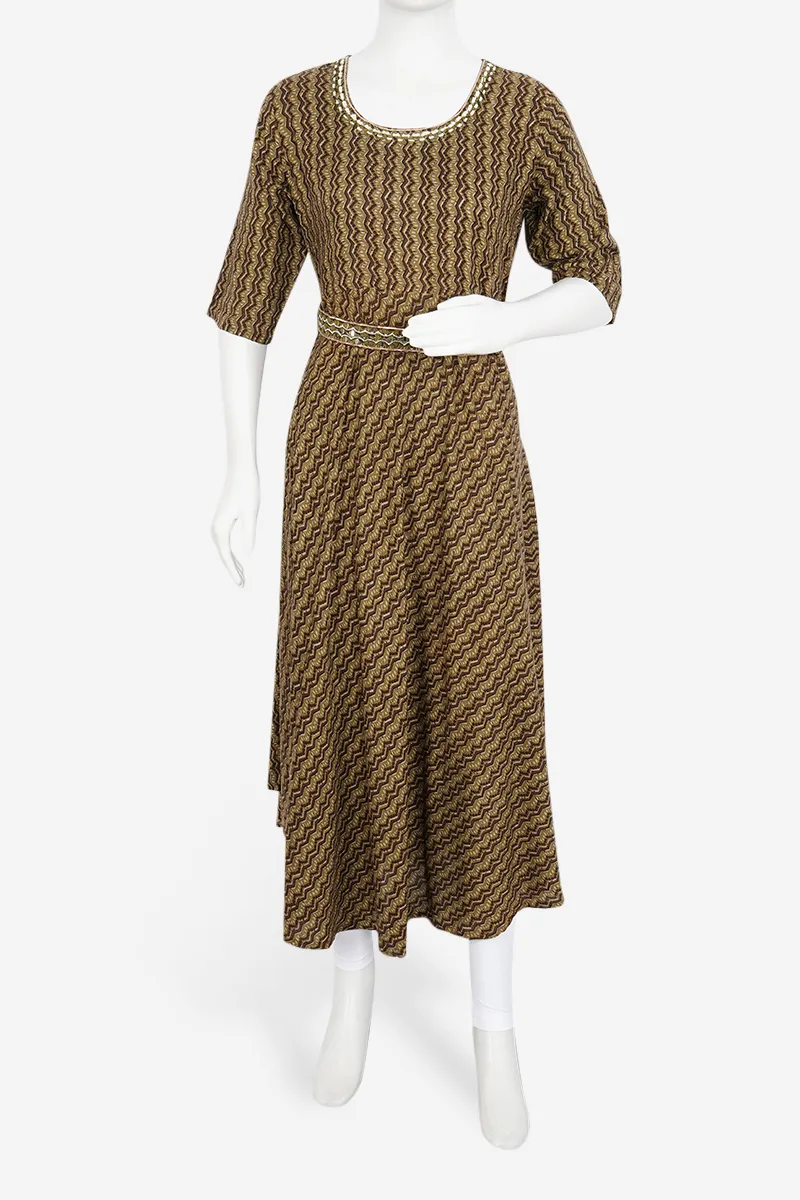 Cotton Printed Kurta With Attached Belt for Women 023206XXLOLI