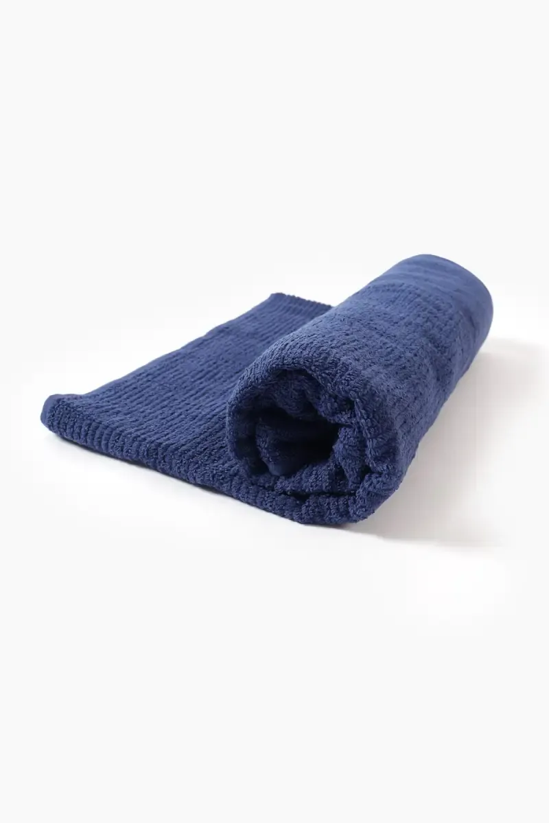 Turkish Cotton Bath Towel, 1 Pc - 70 x 140 Cm (Navy Blue) (Leaf Dew)