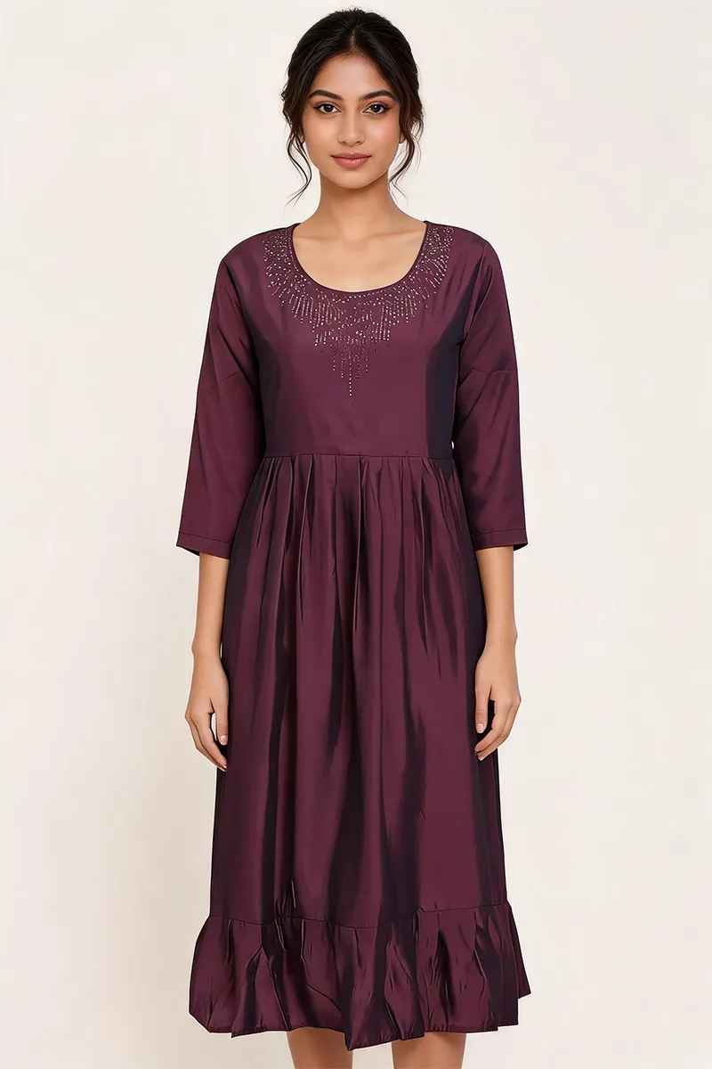 Cotton Blend Solid Kurta for Women