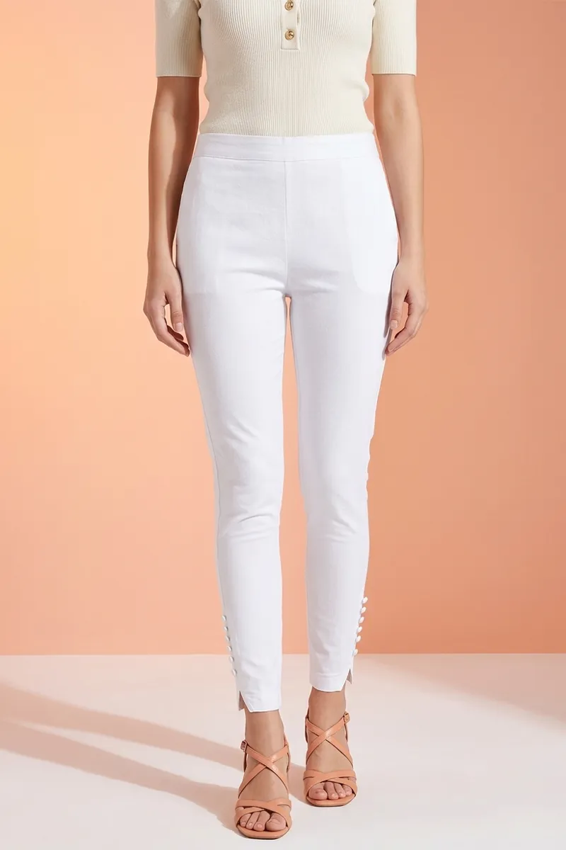 Cotton Solid Cigarette Pant for Women