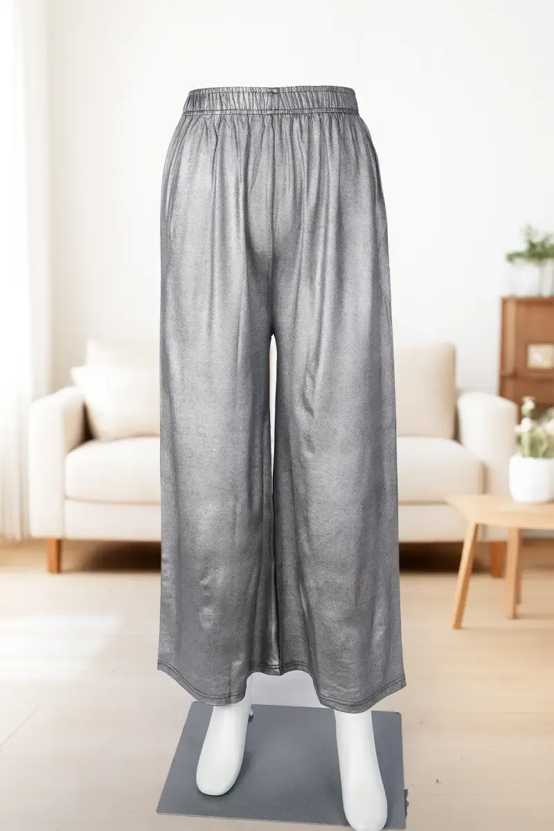 Polyester Solid Shimmer Palazzo for Women