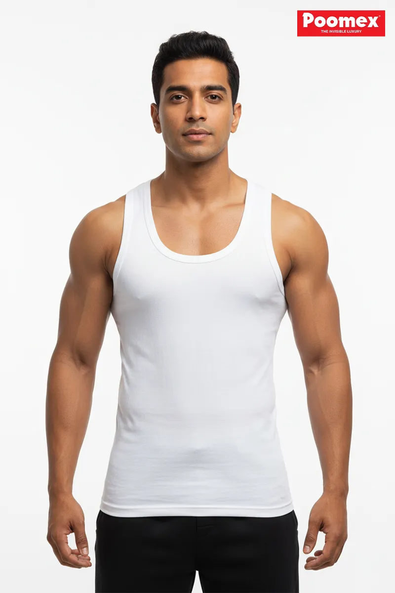 Cotton Regular Fit Vest for Men 023249WHI75
