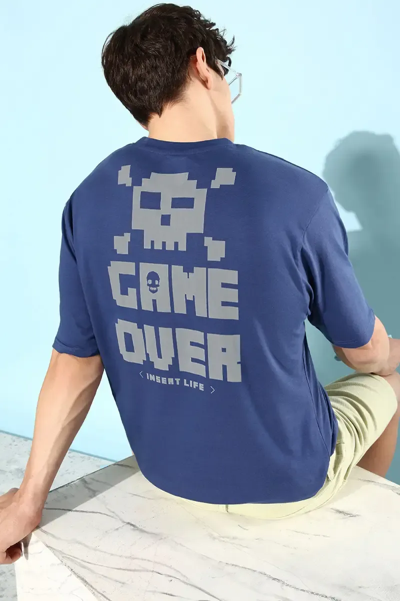 Graphic Print Oversized T-shirt for Men 023262LNAVBLU