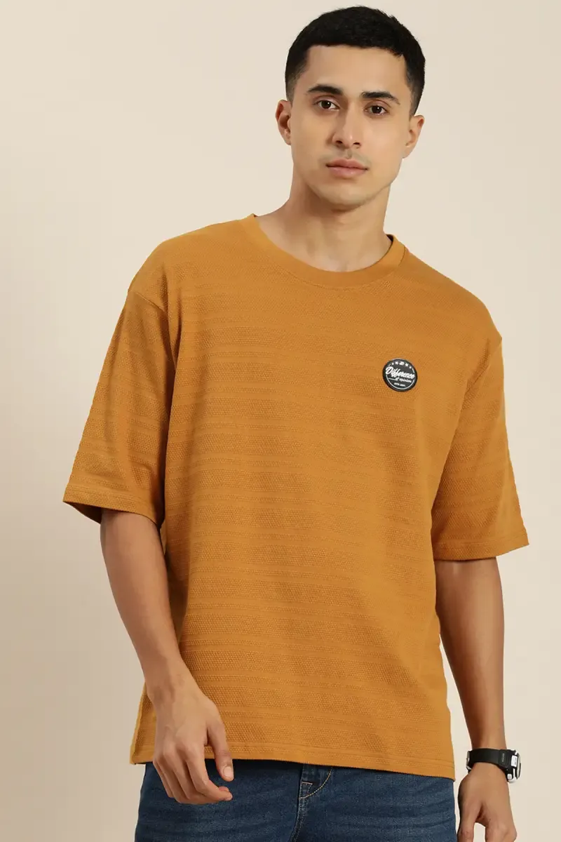  Self Design Applique Oversized T-shirt for Men