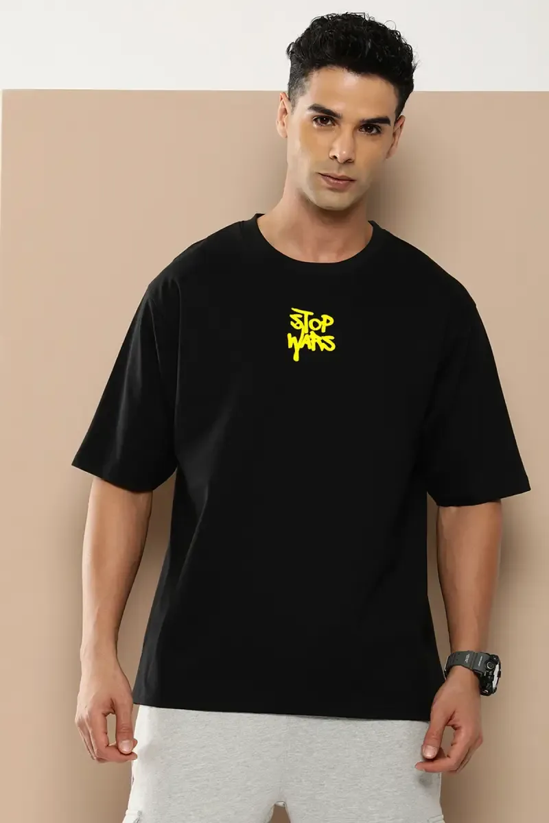 Printed Embossed Oversized T-shirt for Men 023282LBLA