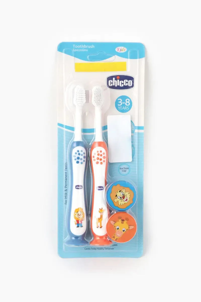 Chicco Oral Care Toothbrush For Kids (Blue & Orange) Pack of 2