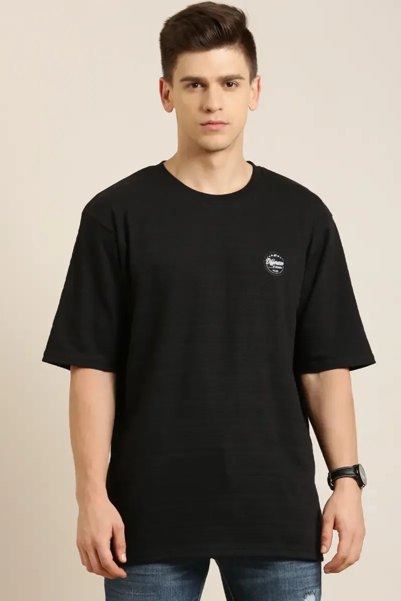 Black Solid Oversized T-shirt for Men