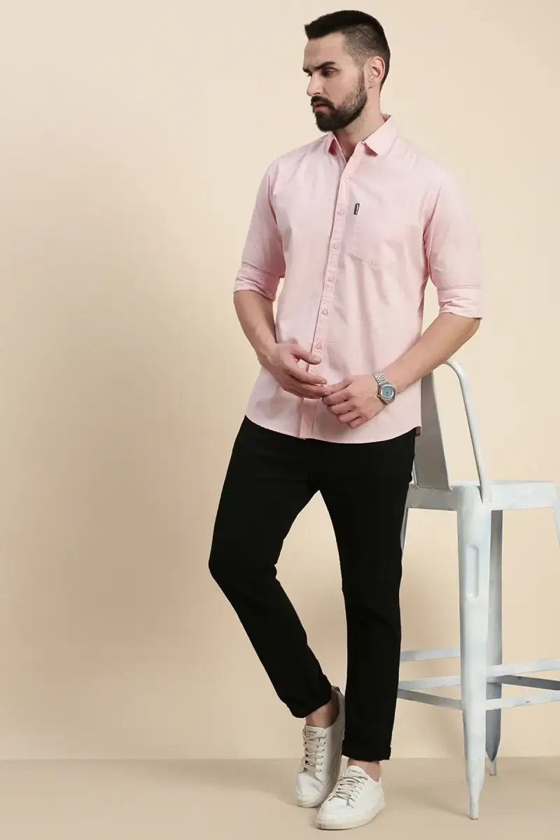 Cotton Solid Casual Shirt for Men 023299PINXXL