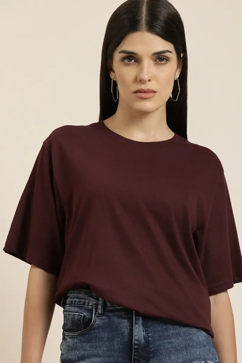 Cotton Solid Oversized T-Shirt for Women