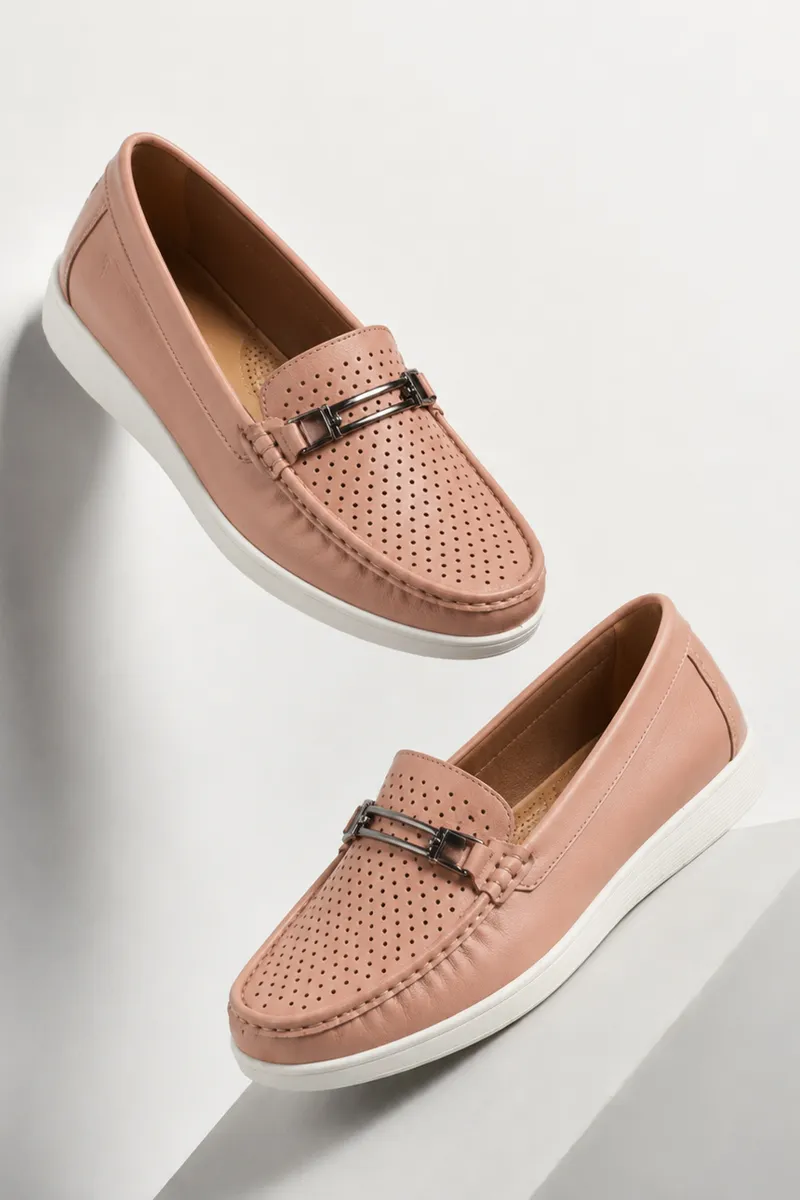 Bliss Casual Perforated Buckle Loafers for Women