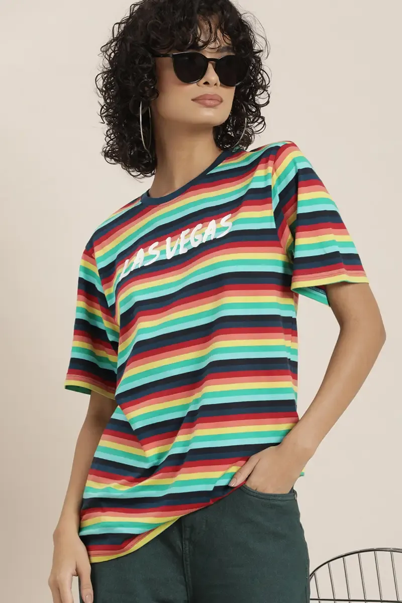 Cotton Striped Oversized T-Shirt for Women