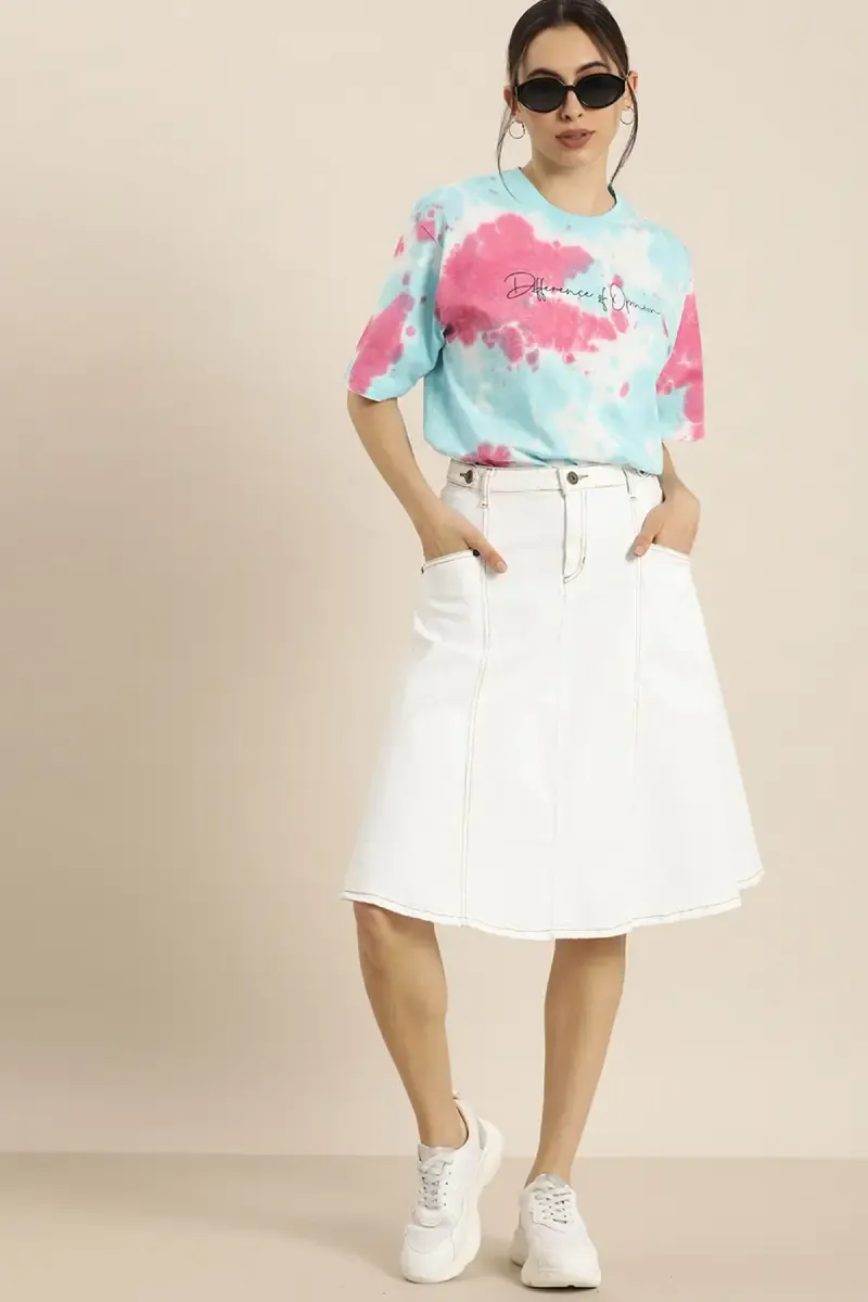Cotton Tie & Dye Print Oversized T-Shirt for Women