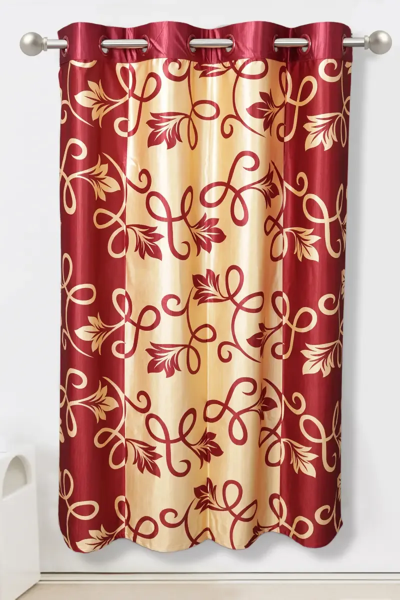 Printed Polyester Blackout Curtain with Eyelet rings for Window - 5 Feet