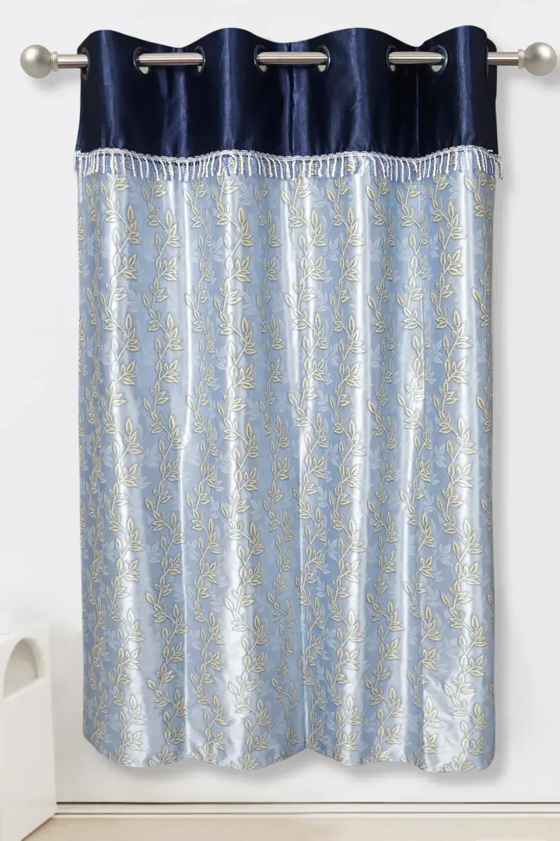 Printed Polyester Blackout Curtain with Eyelet rings for Door - 7 x 4 Feet