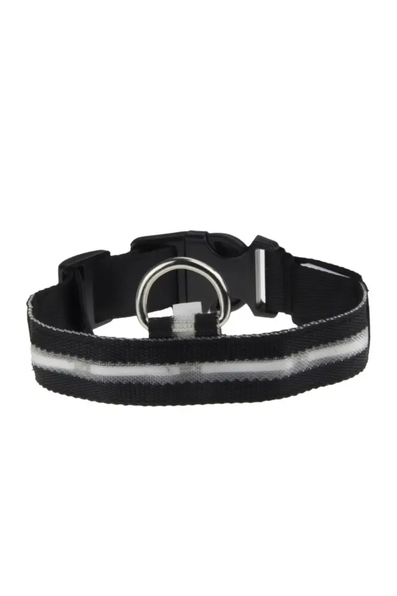 Nylon Pet Collar & Leash for Dogs (Black) - Small